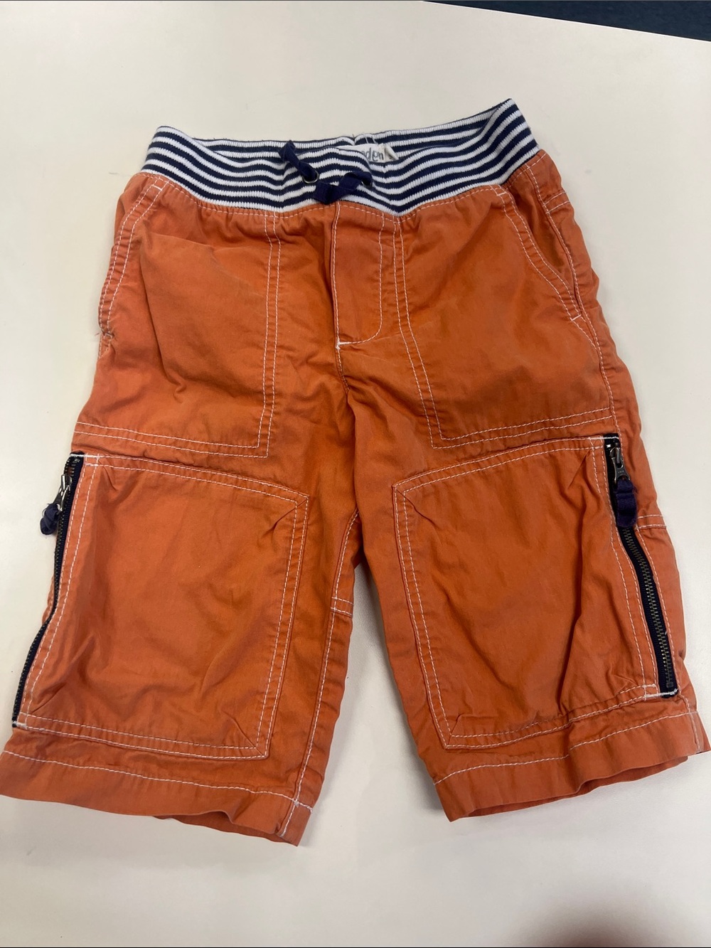 Mini Biden Striped Waist Orange Kids Cargo Shorts size 5y